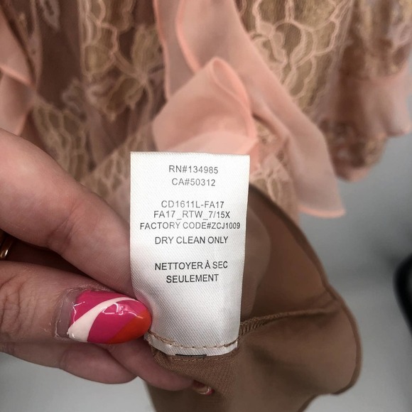 FOR LOVE & LEMONS Dress Bumble Pink Nude Ruffle Lace Mini Dress Size Large NEW - Picture 9 of 13